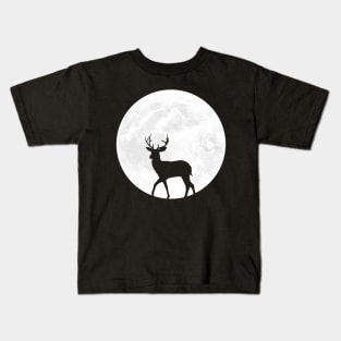 Deer Silhouette in Full Moon Kids T-Shirt